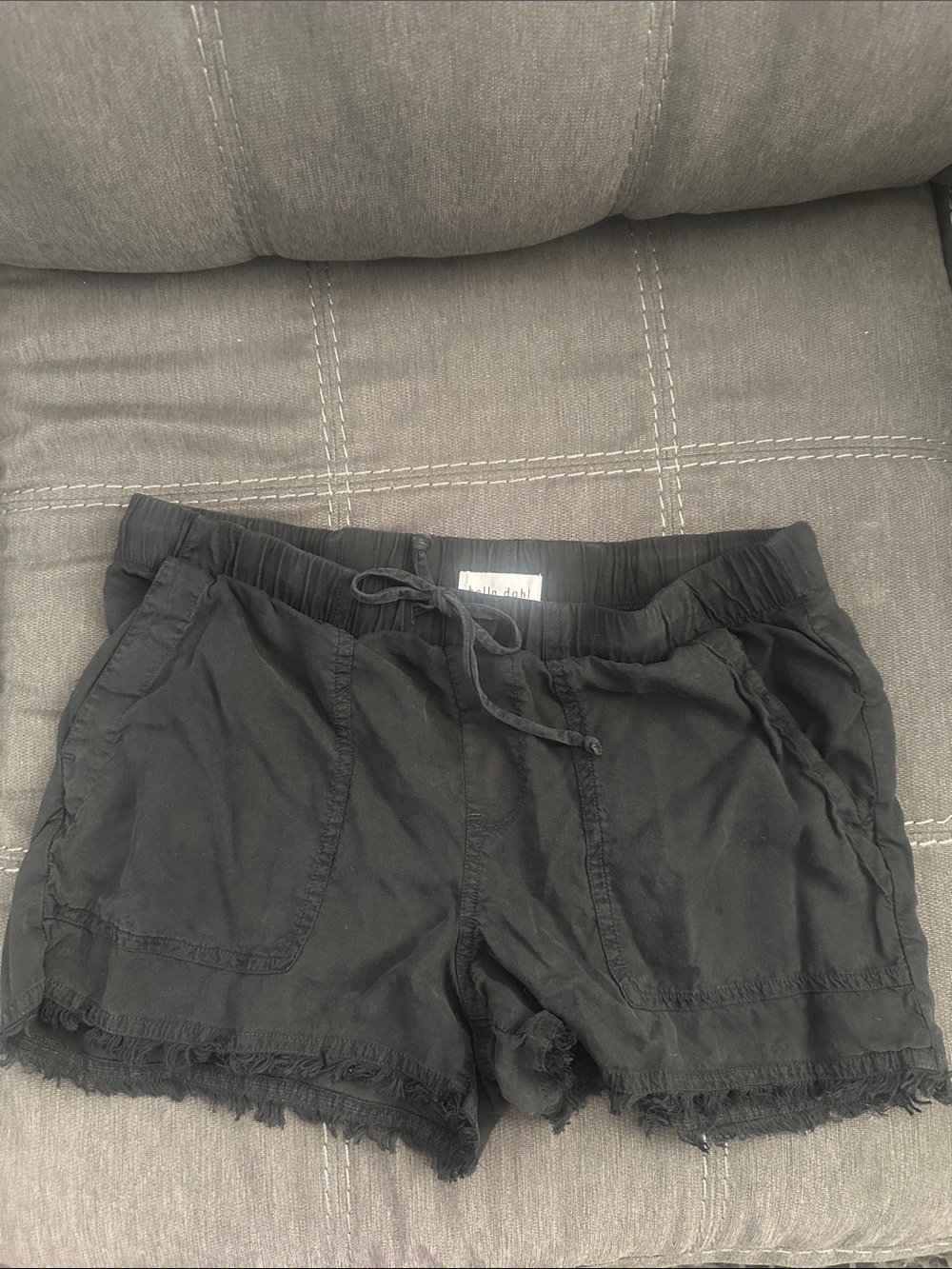 Bella Dahl Black Drawstring Frayed Hem Shorts